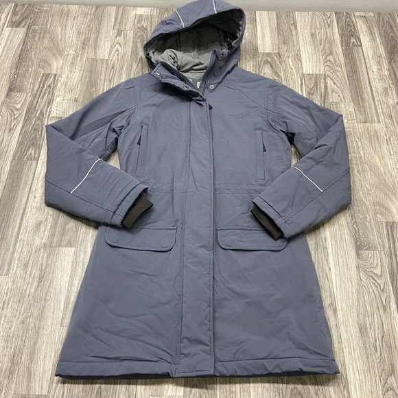 DULUTH TRADING CO. Snap & Zip Up Insulated Grey Hooded Parka Jacket Women's XS - Picture 6 of 12